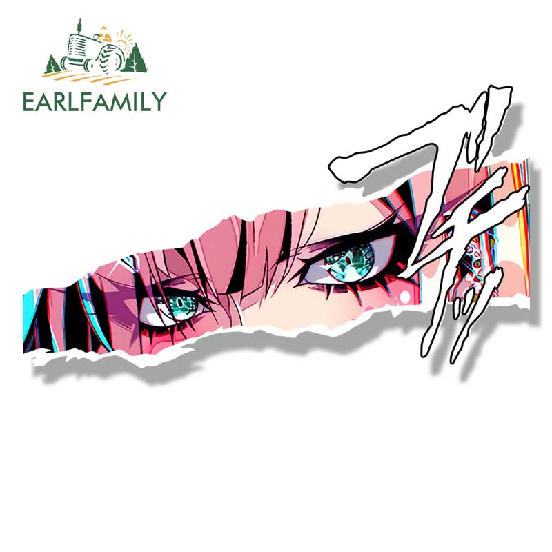 EARLFAMILY Punk Rock Zero Two Fanart Car Sticker Sketch Waifu Decal JDM Peek Girl Graffiti Sticker Car Accessories