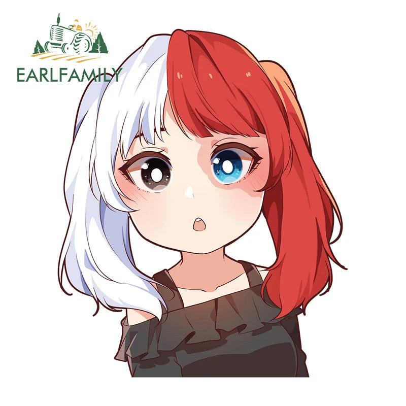 EARLFAMILY 13cm x 10cm Chibi Big Head Girl Car Sticker JDM Original Art Cartoon Decal Vinyl Peek Girl Graffiti Stickers Car Warp