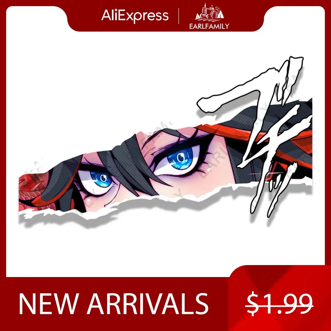 EARLFAMILY Gothic Matoi Ryuuko Car Sticker Janpan Anime Sketch Waifu Decal JDM Cartoon Peeker Girl Fanart Stickers