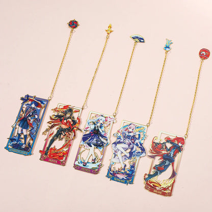 26 Styles Delicate Genshin Impacts Figure Creative Metal Bookmarks for Books Lover Gifts Game Fans Collection for Friends