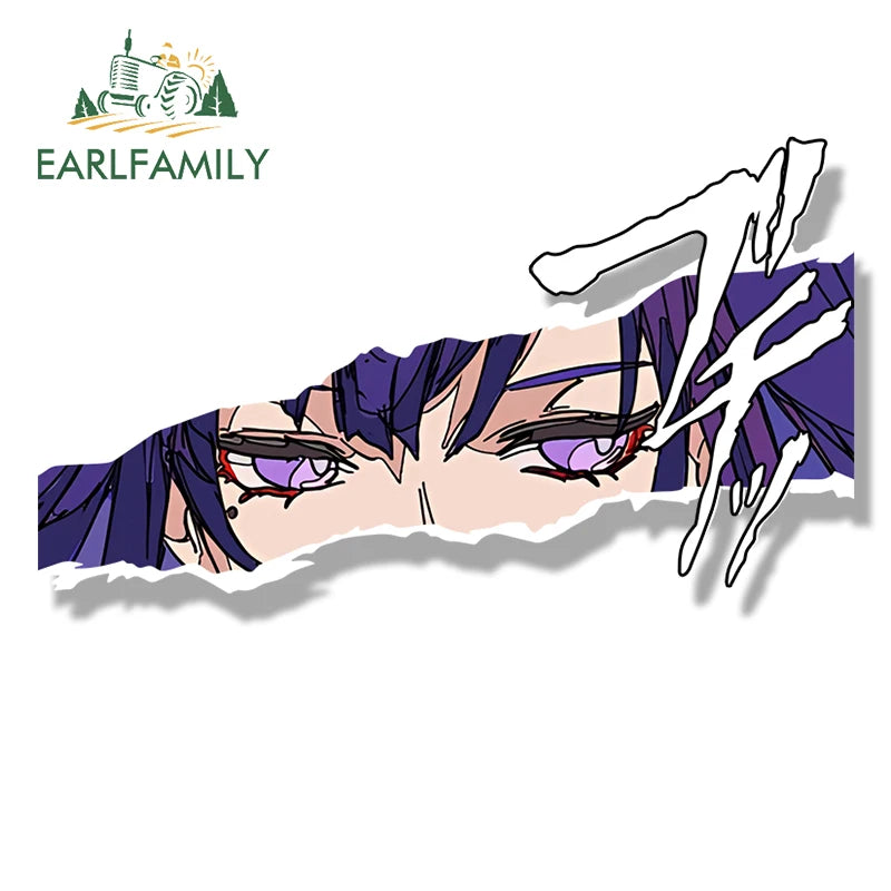 EARLFAMILY Raiden Ei Fanart Car Sticker Genshin Impact Slap Decal Chibi Big Head Waifu Peek Girl Graffiti Raiden Shogun Stickers