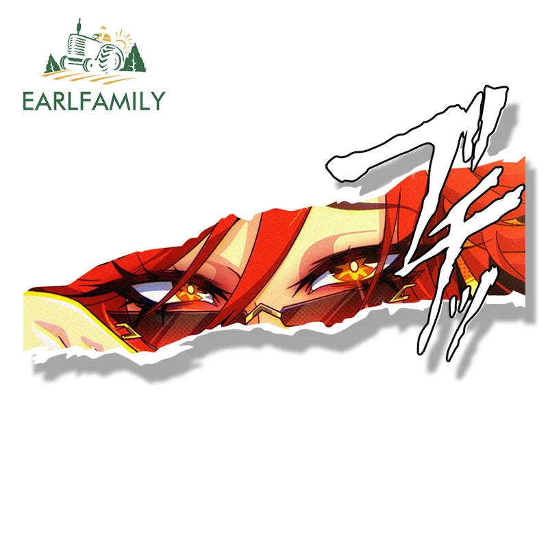 EARLFAMILY Bikini Mavuika Fanart Car Sticker Hot Genshin Impact Chibi Big Head Waifu Decal JDM Graffiti Helmet Peeker Stickers