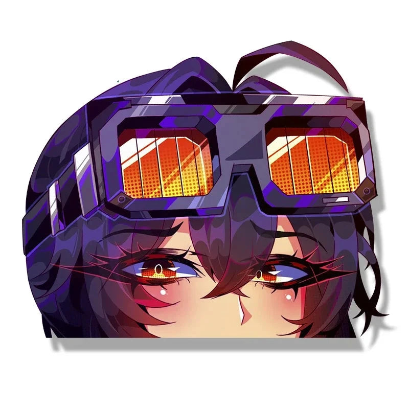 Zenless Zone Zero Grace Howard Car Sticker – Chibi Big Head Fanart Decal | Anime Waifu Peek Slap Sticker