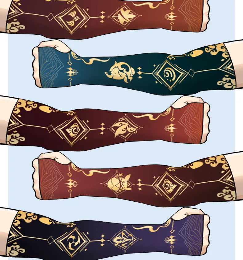Game Impact Arm Sleeves Ice Silk Fabric Breathable Quick Dry Running Sportswear Sun UV Protection Long Arm Cover Arm Sleeves