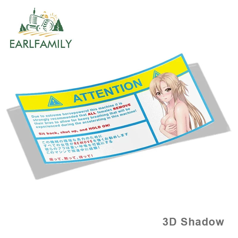 EARLFAMILY 13cm x 7.3cm Cartoon Girl Car Stickers for Warning Slap Stickers Anime Vinyl Car Window Bike Decal Car Accessories