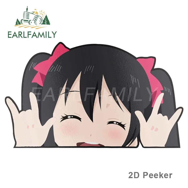 EARLFAMILY 13cm x 7.4cm for Nico Yazawa Peek Anime Big Head Vinyl Cartoon Car Sticker JDM Window Car Trunk Decal