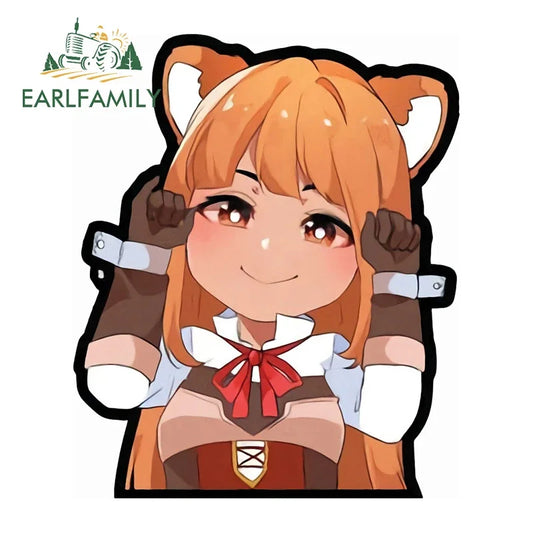EARLFAMILY Chibi Raphtaria Fanart Car Sticker Slave Scratch-Proof Waterproof Decal JDM Peeker Girl Stickers