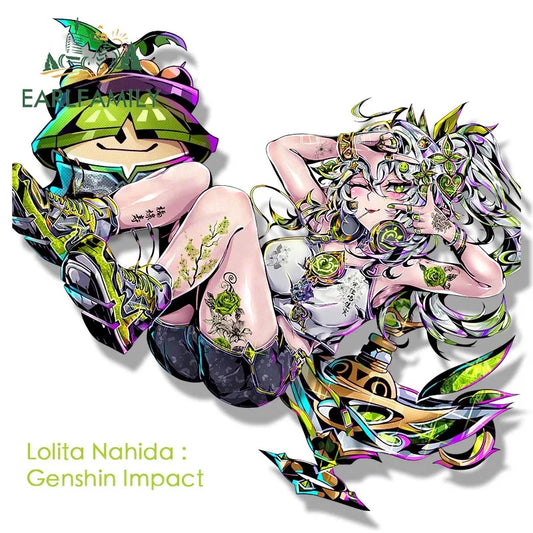 EARLFAMILY Loli Nahida Fanart Car Sticker Anime Genshin Impact Waifu Ahegao Decal JDM Cartoon Peeker Girl Graffiti Slap Stickers