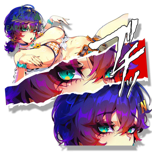 EARLFAMILY Bikini Belle Fanart Car Sticker Zenless Zone Zero Sketch Waifu Decal NSFW Cartoon Peek Girl Graffiti Slap Stickers