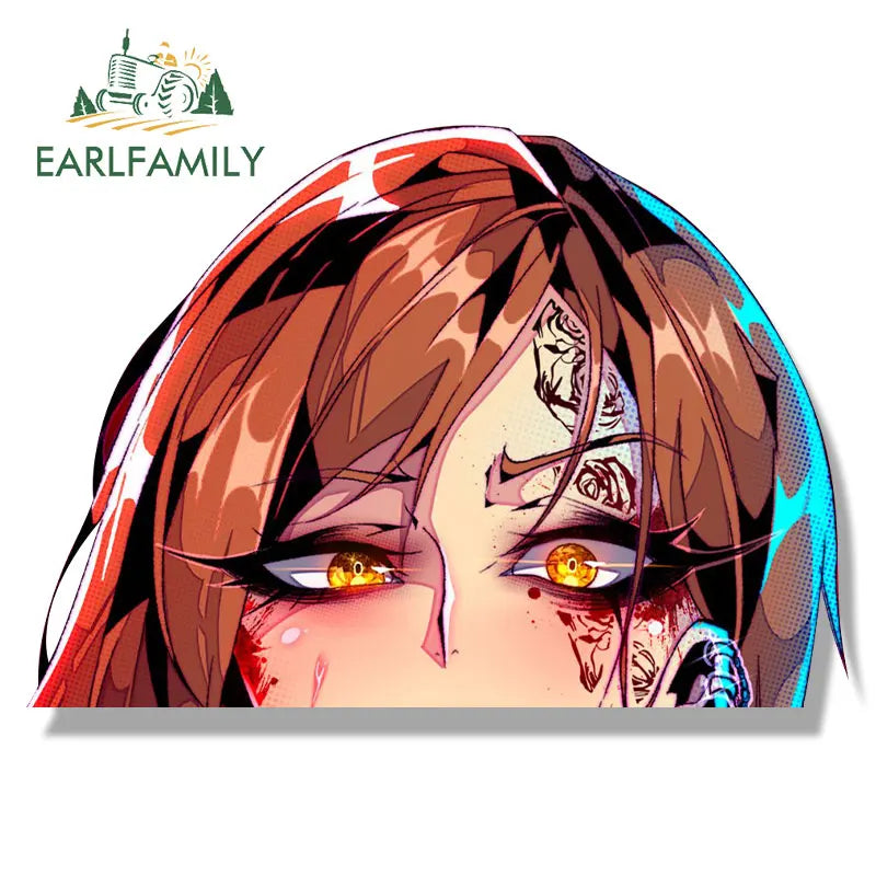 EARLFAMILY Gothic Punk Kugisaki Nobara Fanart Car Sticker Anime Waifu Decal JDM Cartoon Peeker Graffiti Stickers Car Wrap