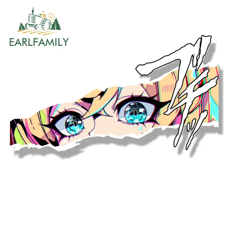 EARLFAMILY Streetwear Mococo Abyssgard Fanart Car Sticker Hololive Sketch Waifu Decal Gothic Punk Girl Peeker Sticker Car Wrap