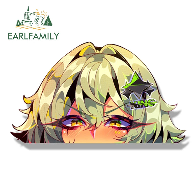 EARLFAMILY Caesar King Peek Fanart Car Sticker Zenless Zone Zero Chibi Big Head Waifu Decal NSFW Cartoon Peeker Slap Stickers