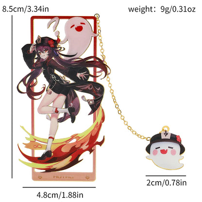 Genshin Impact Metal Bookmark – Elegant Anime Page Marker, Collectible Gift for Book Lovers & Fans