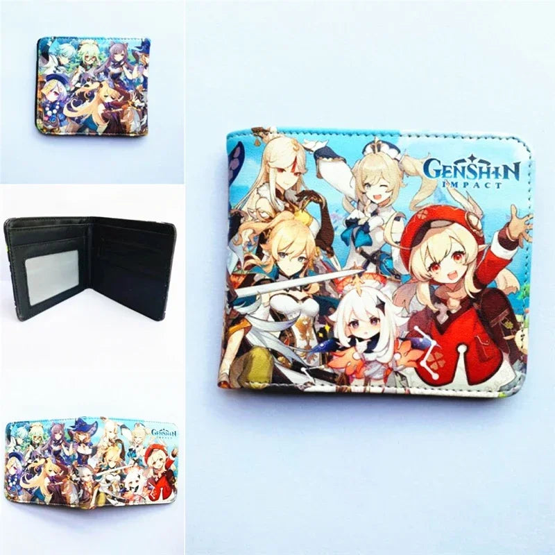 Anime Figures New Arrival Game Genshin Impact PU Wallet for Boys and Girls Short Purse Whit Credit Card Holder