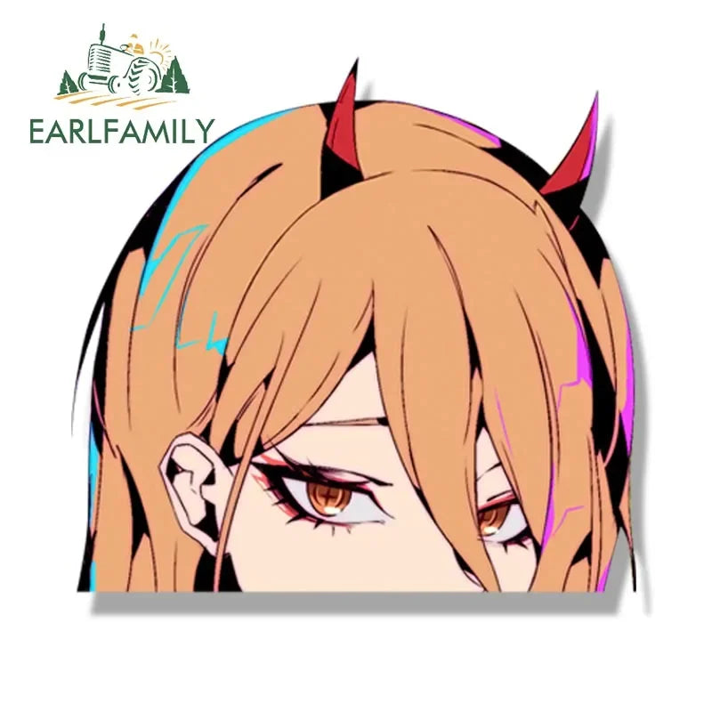 EARLFAMILY Gyaru Bikini Power Car Sticker Anime Fanart Waifu Decal JDM Window Trunk Decor Cartoon Peek Girl Stickers Car Wrap