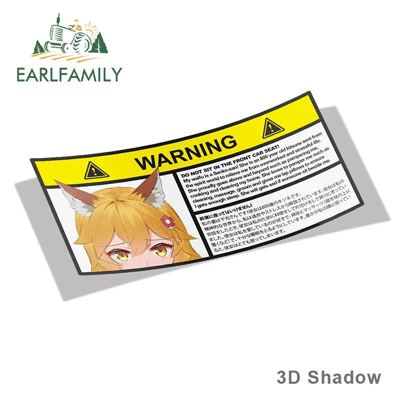 EARLFAMILY 13cm x 7.3cm Cartoon Girl Car Stickers for Warning Slap Stickers Anime Vinyl Car Window Bike Decal Car Accessories