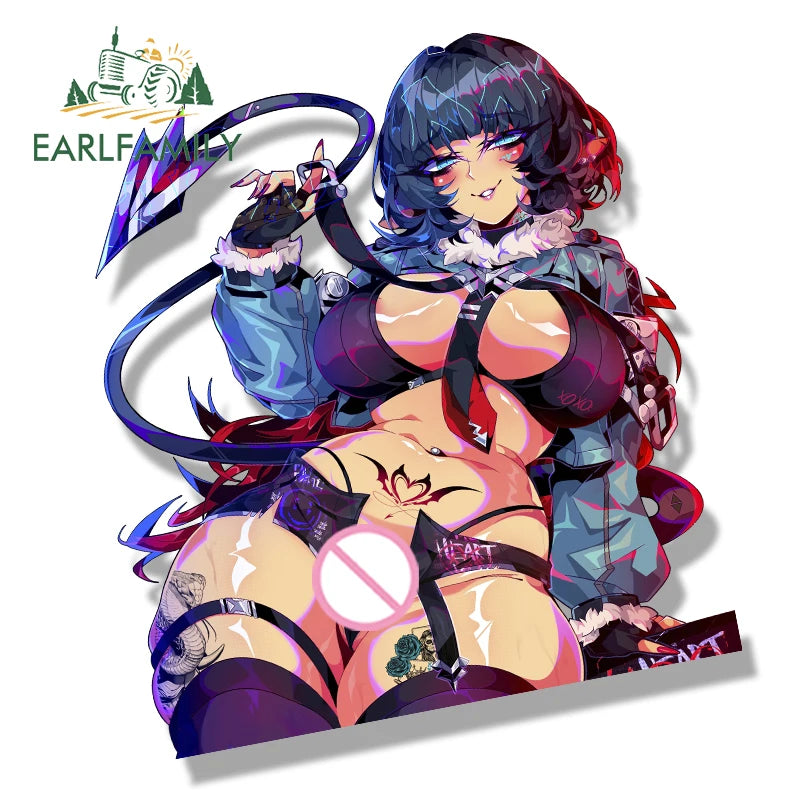 EARLFAMILY Ahegao Jane Doe Fanart Car Sticker Zenless Zone Zero Chibi Big Head Waifu Decal NSFW Peek Girl Slap Zzzero Stickers