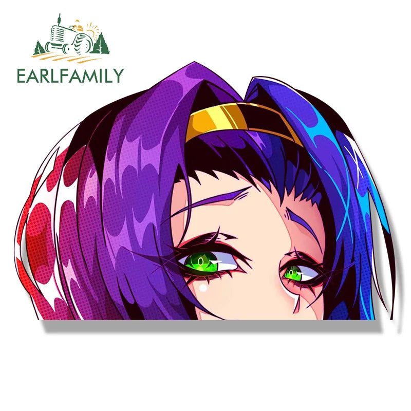 EARLFAMILY Gyaru Faye Valentine Fanart Car Sticker Hot Anime Cartoon Waifu Decal JDM Peek Girl Graffiti Sketch Stickers Car Wrap