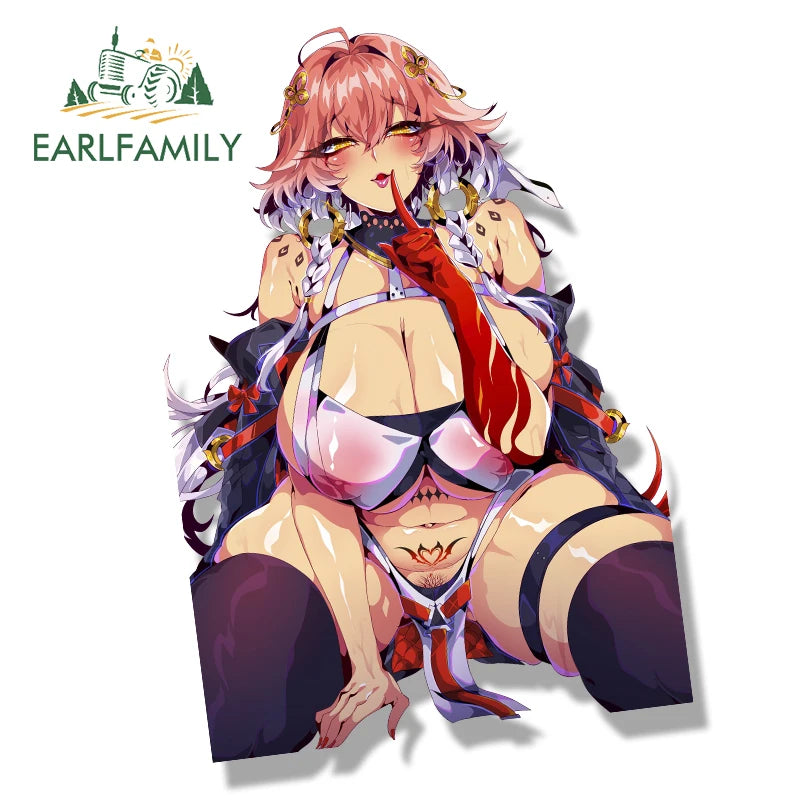 EARLFAMILY Ahegao Changli Fanart Car Sticker WutheringWaves NSFW Chibi Big Head Waifu Decal JDM Cartoon Peeker Gyaru Stickers