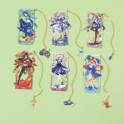 26 Styles Delicate Genshin Impacts Figure Creative Metal Bookmarks for Books Lover Gifts Game Fans Collection for Friends