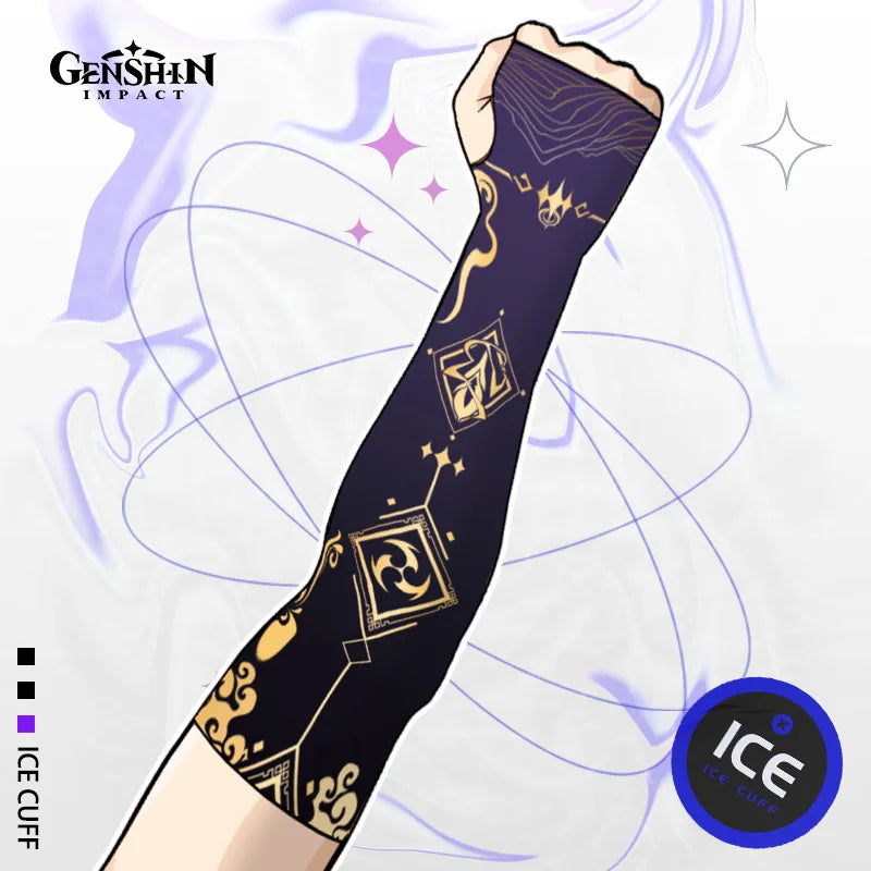 Game Impact Arm Sleeves Ice Silk Fabric Breathable Quick Dry Running Sportswear Sun UV Protection Long Arm Cover Arm Sleeves