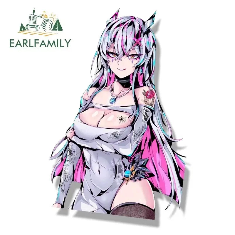 EARLFAMILY Gothic Fatui Arlecchino Fanart Car Sticker Anime Genshin Impact Knave Decal JDM Cartoon Peeker Girl Graffiti Stickers