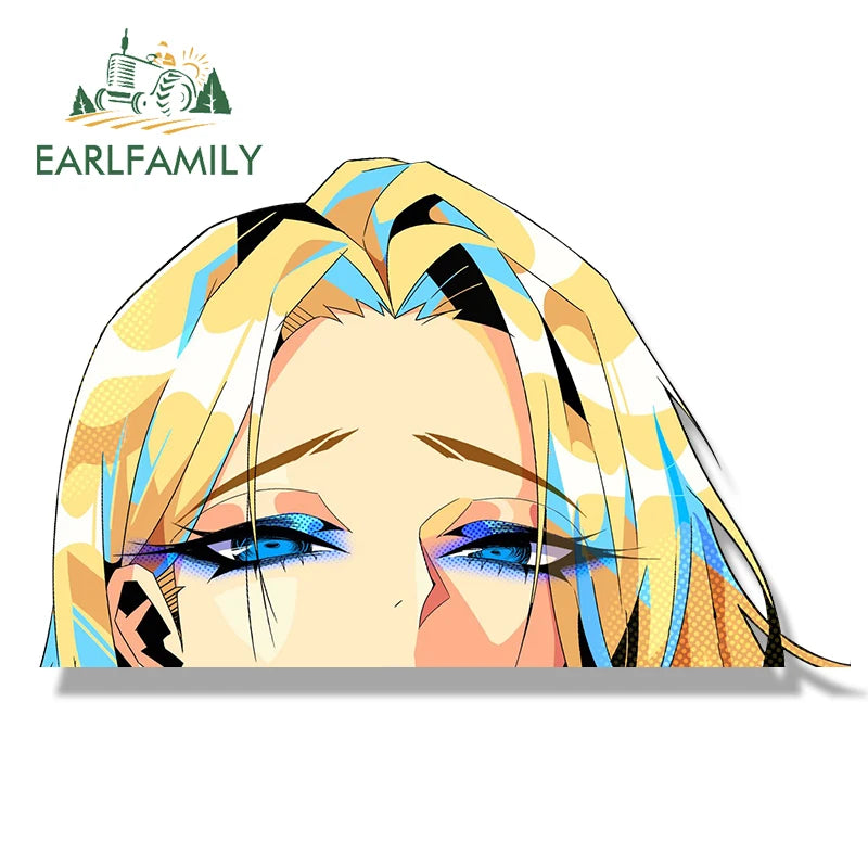 EARLFAMILY Senpai Emma Frost Fanart Car Sticker Chibi Big Head Sketch Waifu Decal JDM Cartoon Peek Girl Graffiti Slap Stickers