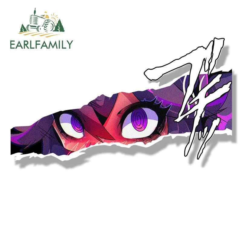 EARLFAMILY Succubus Tattoo Milk Girl Car Sticker Ahegao Chibi Big Head Waifu Decal JDM Cartoon Peek Girl Graffiti Slap Stickers