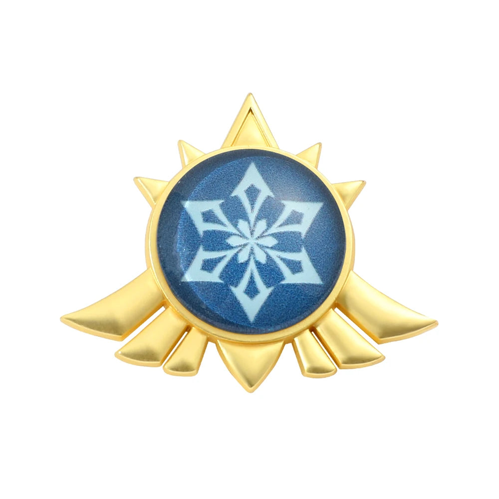 Genshin Impact Brooch – Luminous 7 Element Vision Badge, Metal Anime Pin Prop for Cosplay, Collectible & Gifts