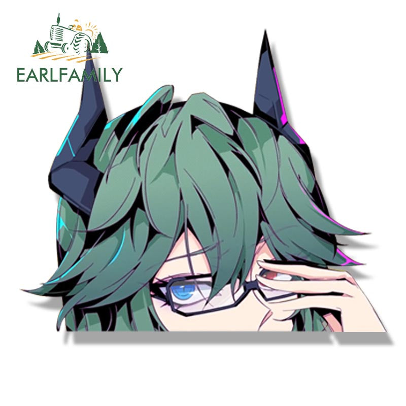 EARLFAMILY Streetwear Tattoos Aruna Car Sticker Anime Sketch Waifu Decal Window Decor JDM Cartoon Peeker Girl Fanart Stickers