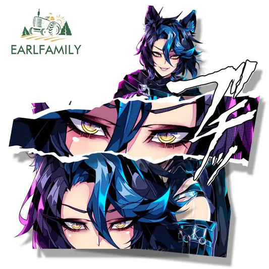 EARLFAMILY Spectre Wolf Bounty Hunter Fanart Car Sticker Cartoon Sketch Waifu Decal JDM Gothic Tattoo Girl Peek Graffiti Sticker