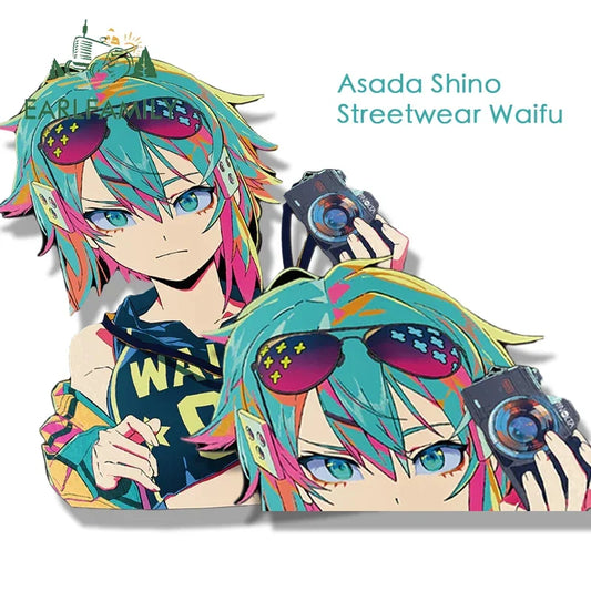 EARLFAMILY Streetwear Asada Shino Fanart Car Sticker Anime Sketch Waifu Decal JDM Cartoon Peeker Girl Stickers Car Wrap
