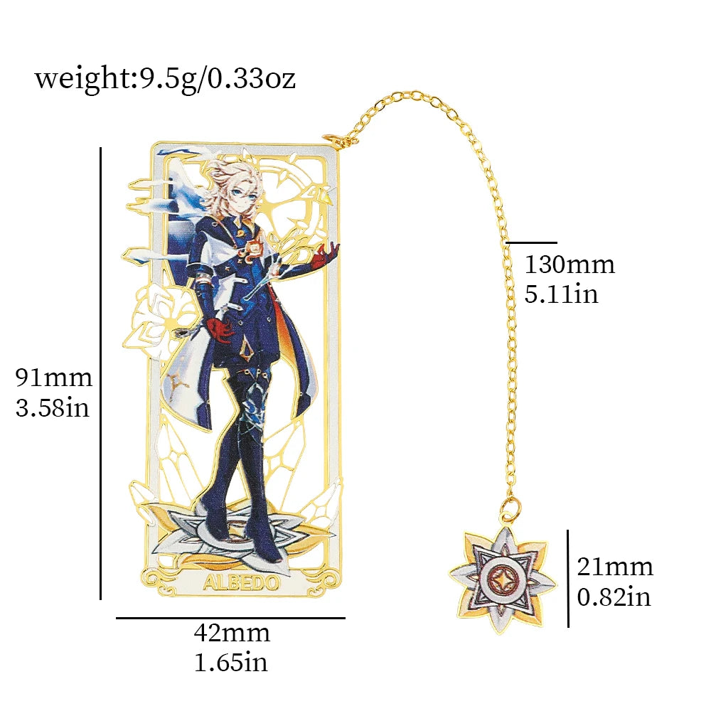 26 Styles Delicate Genshin Impacts Figure Creative Metal Bookmarks for Books Lover Gifts Game Fans Collection for Friends