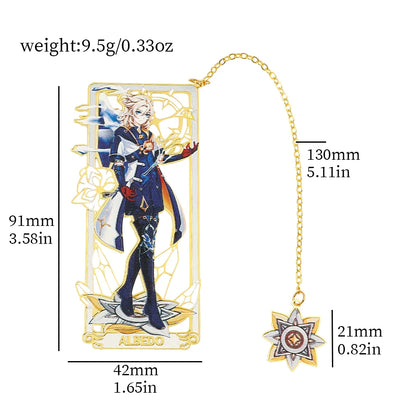 26 Styles Delicate Genshin Impacts Figure Creative Metal Bookmarks for Books Lover Gifts Game Fans Collection for Friends