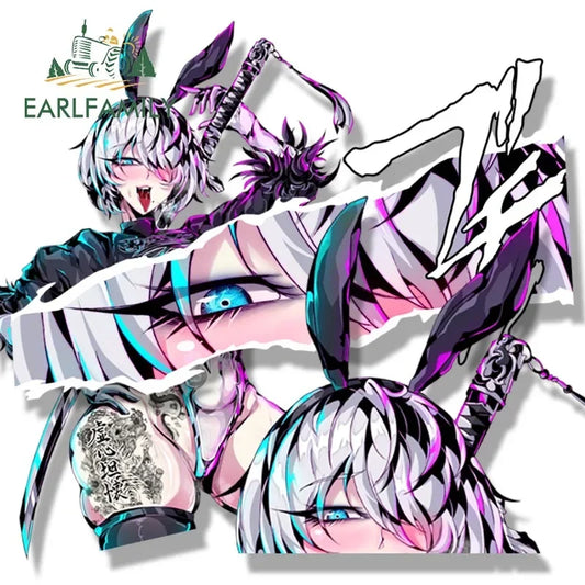 EARLFAMILY Bunny Girl Fanart Car Sticker Neir Automata Sketch Waifu Decal Cartoon Peeker Ahegao Girl Stickers