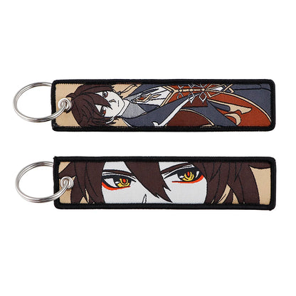 Genshin Impact Embroidered Keychain – Fashion Key Tag for Cars, Motorcycles, Bags & Backpacks, Key Ring