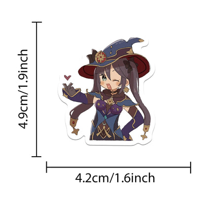 60pcs Cute Cartoon Game Genshin Impact Stickers Kids Anime Water Bottle Decals Luggage Laptop Guitar Phone Waterproof Graffiti