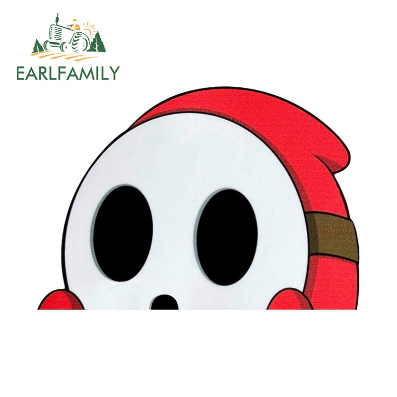 EARLFAMILY 13cm x 9cm Cartoon Shy Guy Peeker Car Sticker Chibi Big Head Decal JDM Window Car Bumper Graffiti Decoration