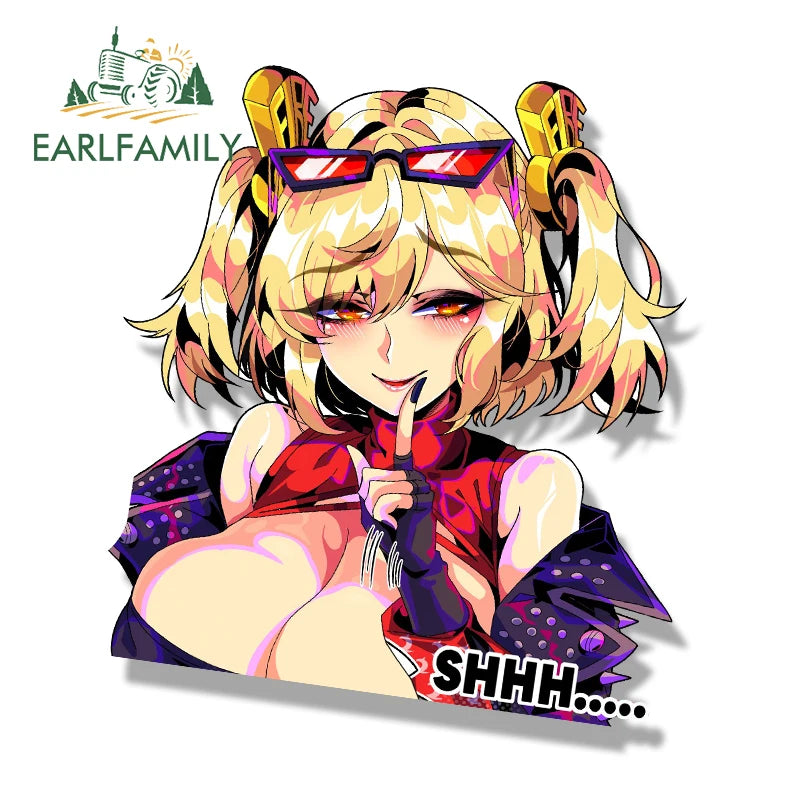 EARLFAMILY Shaking Burnice Fanart Car Sticker Zenless Zone Zero Bartender Waifu Decal Racing Graffiti Cartoon Peek Girl Stickers