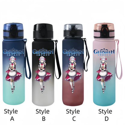 650ML Genshin Impact  Game Figure Water Cup Portable Children's  Plastic Outdoor Sports Large Capacity Anti-drip Water Bottle