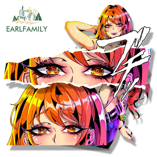 EARLFAMILY Bikini Nami Fanart Car Sticker Anime Pirate King Tattoo Girl Decal JDM Cartoon Peeker Graffiti Sexy NSFW Stickers