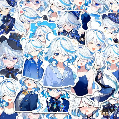 52pcs mihoyo Genshin Impact Furina Waterproof sticker trunk materials desktop Hand account materials decorate Children diy Toy