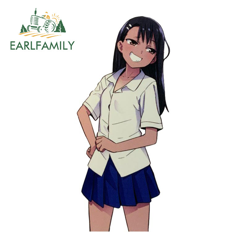 EARLFAMILY Nagatoro Hayase Peeker Car Sticker Anime JDM Rear Windshield Motorcycle Helmet Decal Waterproof Car Accessories