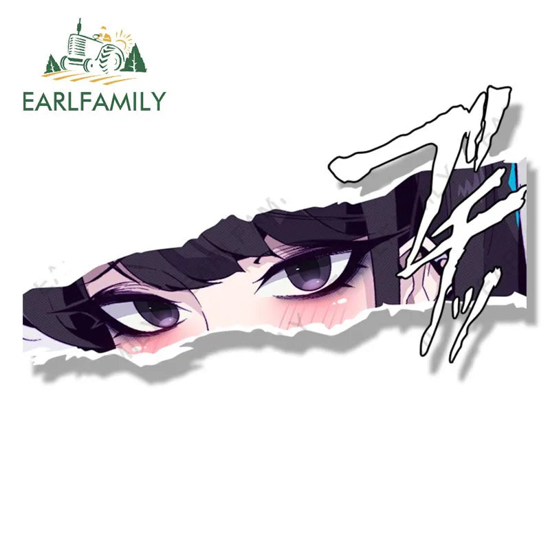 EARLFAMILY Gothic Komi-san Fanart Car Sticker Anime Sketch Waifu Decal JDM Cartoon Graffiti Peek Stickers Car Accessories