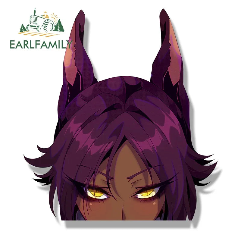 EARLFAMILY Tattoo Yoruichi Peek Fanart Car Sticker Anime Chibi Big Head Waifu Decal JDM Cartoon Peek Girl Graffiti Slap Stickers