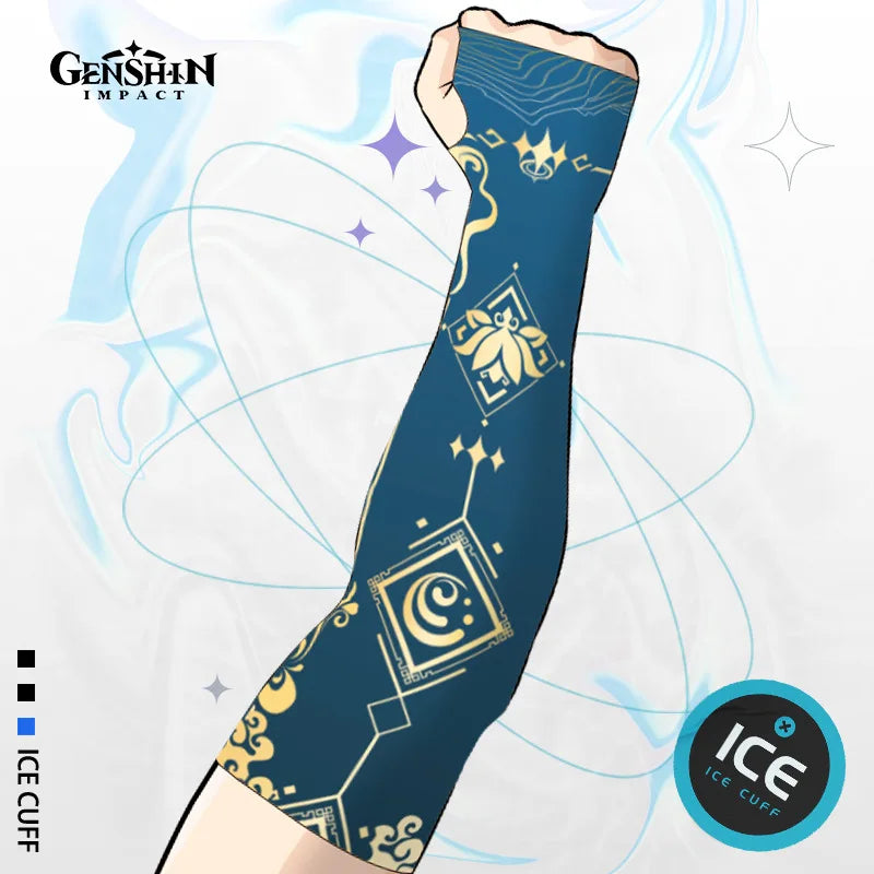 Game Impact Arm Sleeves Ice Silk Fabric Breathable Quick Dry Running Sportswear Sun UV Protection Long Arm Cover Arm Sleeves