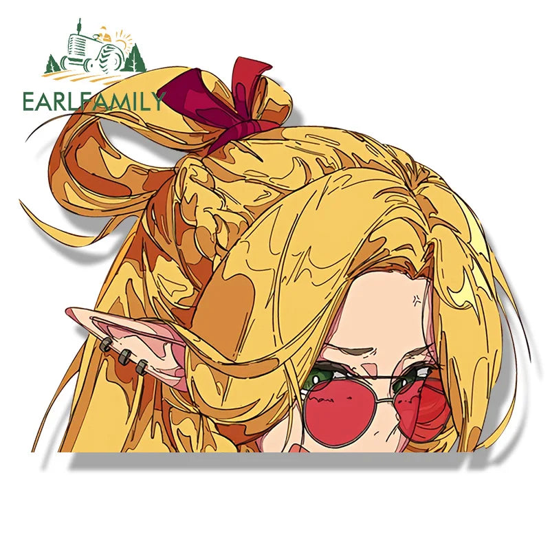 EARLFAMILY Magician Marcille Fanart Car Sticker Anime Delicious in Dungeon Chibi Big Head Decal JDM Peek Girl Graffiti Stickers
