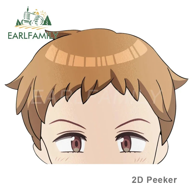 EARLFAMILY  Anime King Peek Anime Big Head Vinyl Transfer Bumper Car Sticker JDM Window Trunk Decal