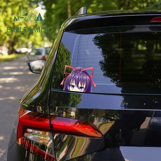EARLFAMILY 13cm x 9cm Tohka Yatogami Peeker Car Sticker Anime Waifu Decal JDM Rear Windshield Car Trunk Stickers
