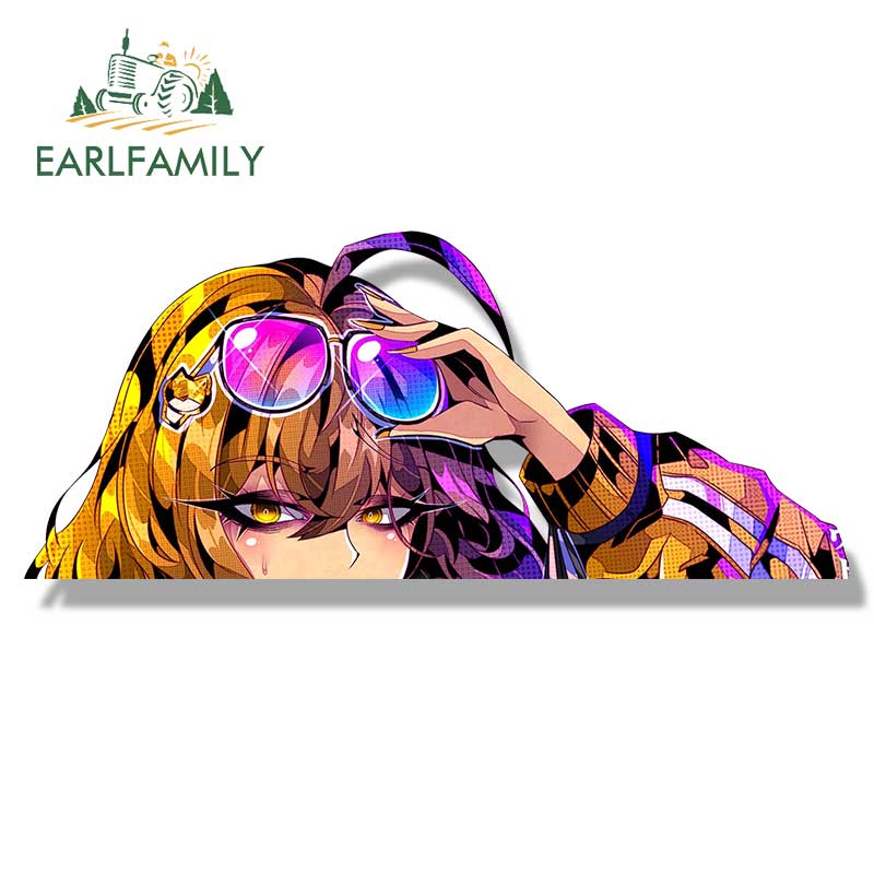 EARLFAMILY Bikini Anis Peek Fanart Car Sticker Sparkling Summer Sketch Waifu Decal Cartoon Gyaru Tattoo Girl Graffiti Stickers